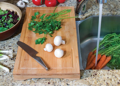 Bamboo Over The Edge of Counter Cutting Board