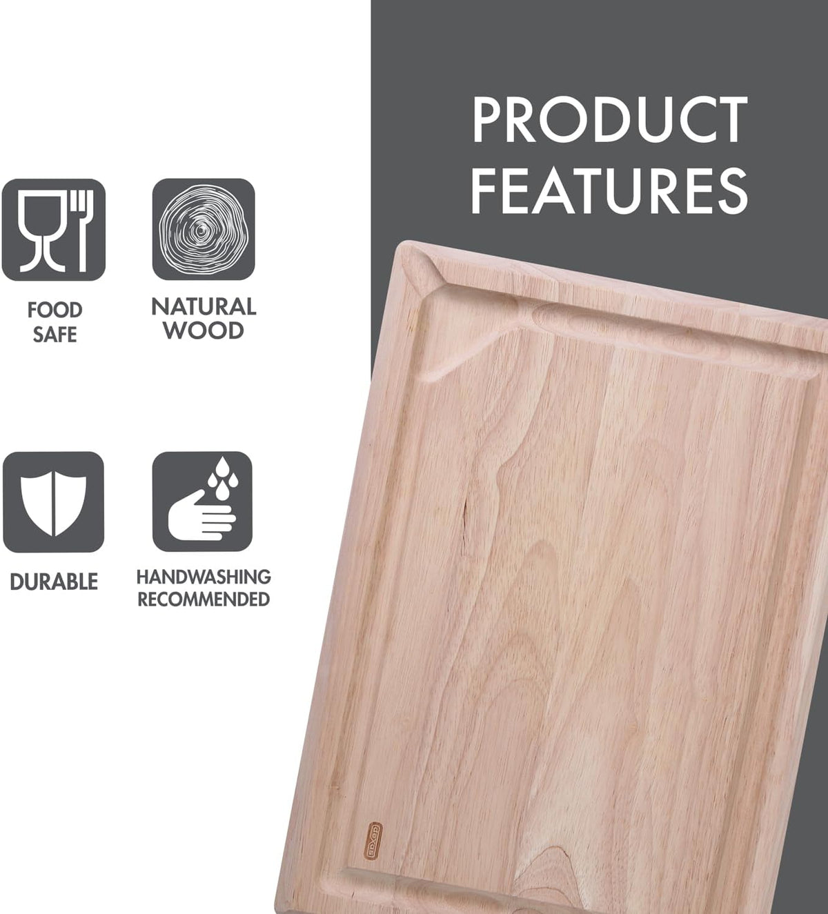 Rubberwood Pour Spout Cutting Board – 21" x 15" x 1" | Juice Groove, Easy-Pour Corner, Heavy-Duty Wood Board for Carving & Chopping
