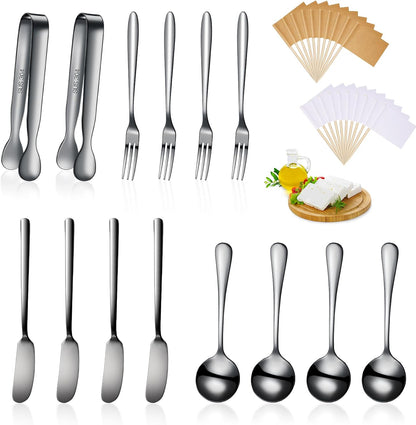 14 Pcs Charcuterie Utensils Cheese Knives Forks,Silver
