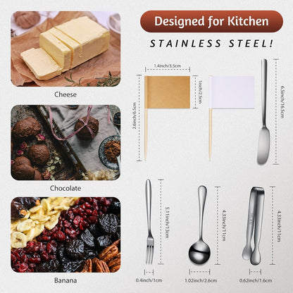14 Pcs Charcuterie Utensils Cheese Knives Forks,Silver