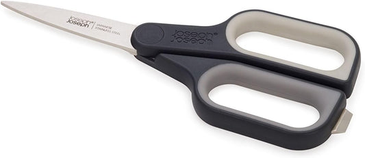 PlusCut All Purpose Kitchen Scissors with Integrated Box Cutter, Japanese Stainless-Steel Blades, Soft-Grip Handles