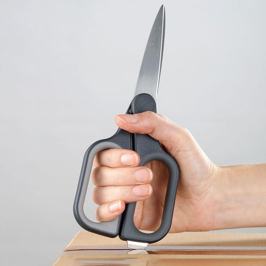 PlusCut All Purpose Kitchen Scissors with Integrated Box Cutter, Japanese Stainless-Steel Blades, Soft-Grip Handles