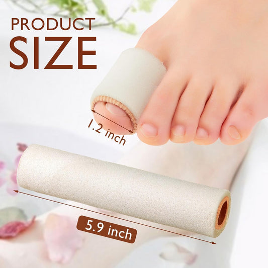 6 Pieces Foam Toe Protector Sleeves Foam Bandages Cuttable Tube Toe Cushion Covers for Feet, Bunion, Hammer, Callus Corn, Bliste, Pain(Large,Beige)