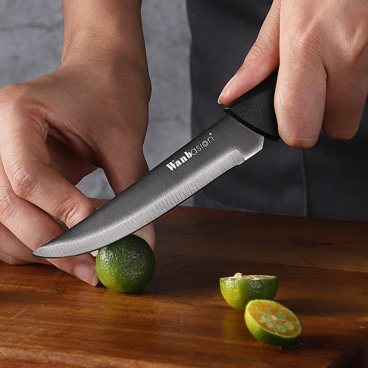 Black Non Serrated Steak Knives Set, Steak Knife Set Dishwasher Safe, Sharp Steak Knives Set for Kitchen with Ergonomic Handles