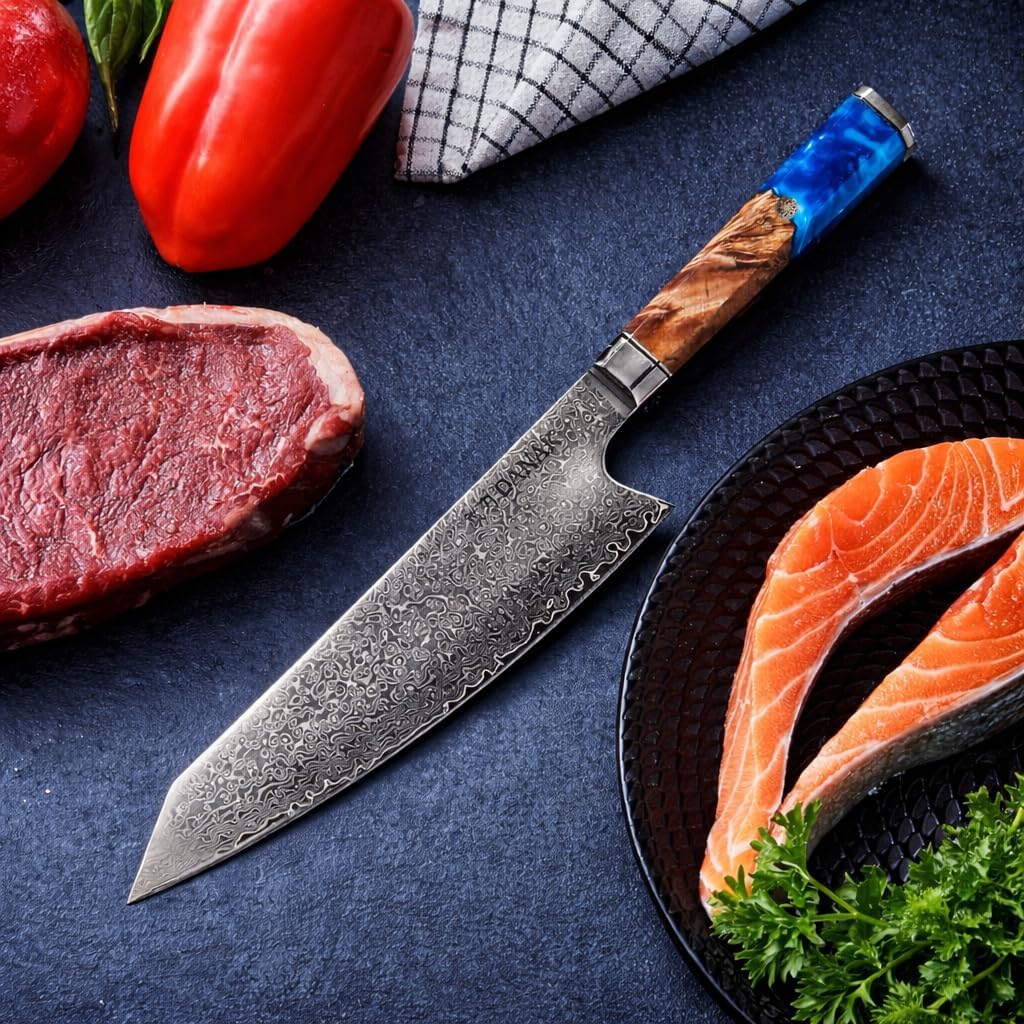 8-Inch Japanese Damascus Chef Knife – 67-Layer High Carbon Steel, Ultra-Sharp Blade for Effortless Precision Cutting, Octagonal Handle, Premium Gift Box