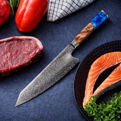 8-Inch Japanese Damascus Chef Knife – 67-Layer High Carbon Steel, Ultra-Sharp Blade for Effortless Precision Cutting, Octagonal Handle, Premium Gift Box