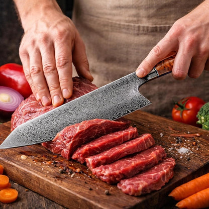 8-Inch Japanese Damascus Chef Knife – 67-Layer High Carbon Steel, Ultra-Sharp Blade for Effortless Precision Cutting, Octagonal Handle, Premium Gift Box