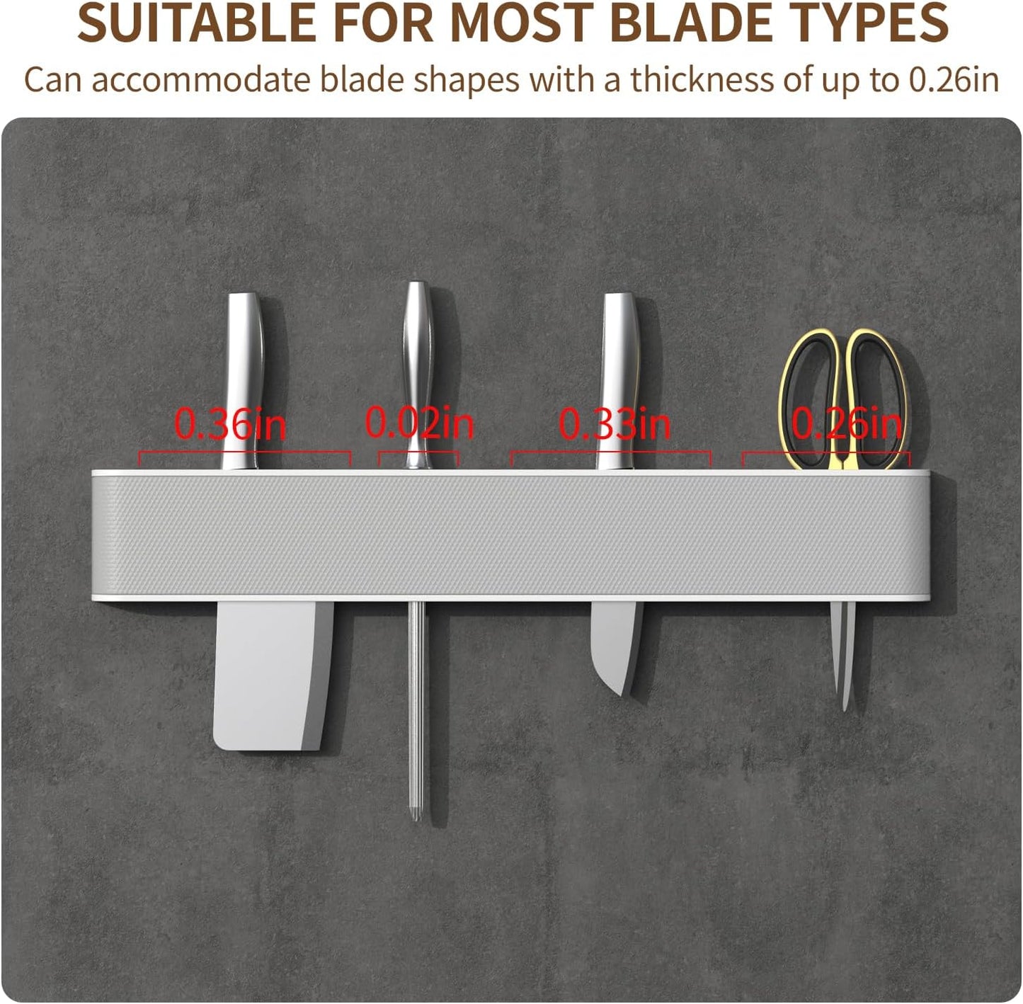 Upgraded Wall-Mounted Knife Holder Organizer - No Drilling Premium Material Kitchen Storage for Utensils, Spices & Towels, Space-Saving Design for Home & Office - Black & White
