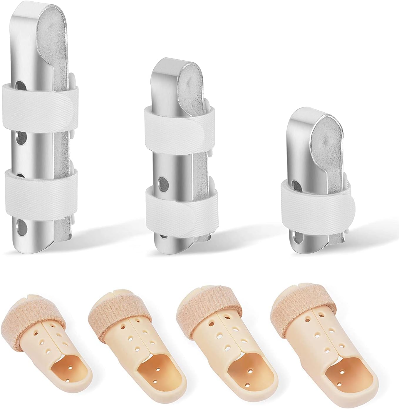 Finger Splint, 7 Pack Finger Brace for Knuckle Immobilization | Comfortable and Breathable, Ideal For Thumbs, Index, Middle, Ring, and Pinky Fingers, Adjustable belt, Lightweight
