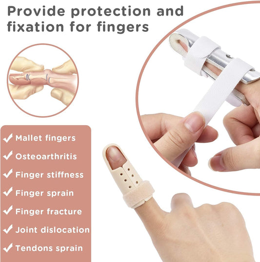 Finger Splint, 7 Pack Finger Brace for Knuckle Immobilization | Comfortable and Breathable, Ideal For Thumbs, Index, Middle, Ring, and Pinky Fingers, Adjustable belt, Lightweight