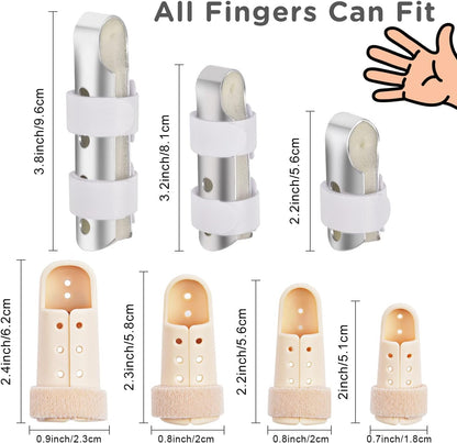 Finger Splint, 7 Pack Finger Brace for Knuckle Immobilization | Comfortable and Breathable, Ideal For Thumbs, Index, Middle, Ring, and Pinky Fingers, Adjustable belt, Lightweight