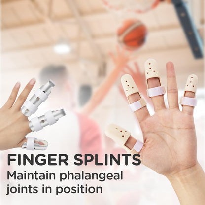 Finger Splint, 7 Pack Finger Brace for Knuckle Immobilization | Comfortable and Breathable, Ideal For Thumbs, Index, Middle, Ring, and Pinky Fingers, Adjustable belt, Lightweight