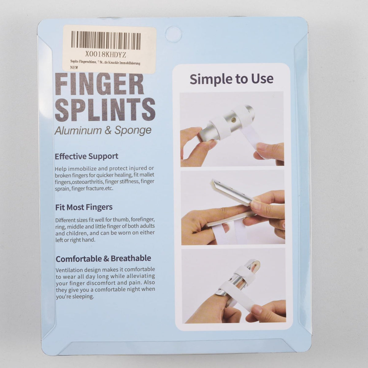 Finger Splint, 7 Pack Finger Brace for Knuckle Immobilization | Comfortable and Breathable, Ideal For Thumbs, Index, Middle, Ring, and Pinky Fingers, Adjustable belt, Lightweight