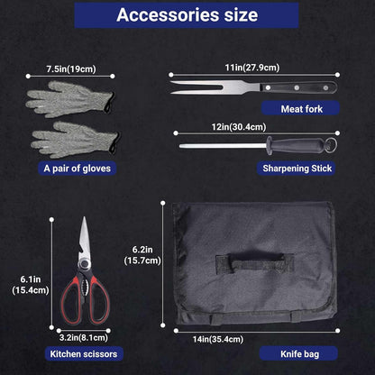 Butcher Knife Set with Bag，Meat Cleaver Full Tang Serbian Chef Knife High Carbon Steel for Meat Cutting Processing,Hand Forged Viking Carving Outdoor BBQ Camping Knife (3)