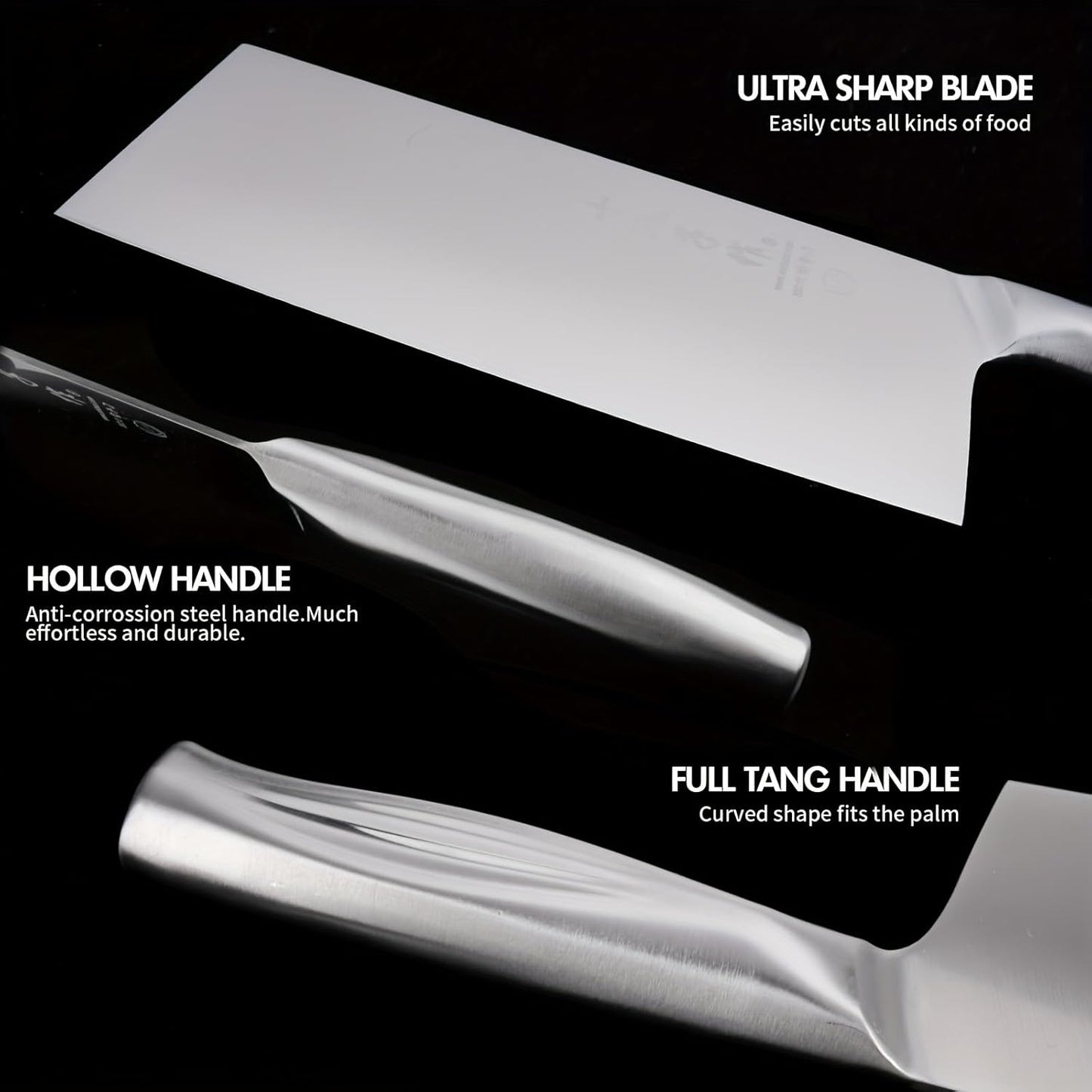 6.5-inch Santoku knife Professional chef's knife, stainless steel kitchen knife with cast steel handle
