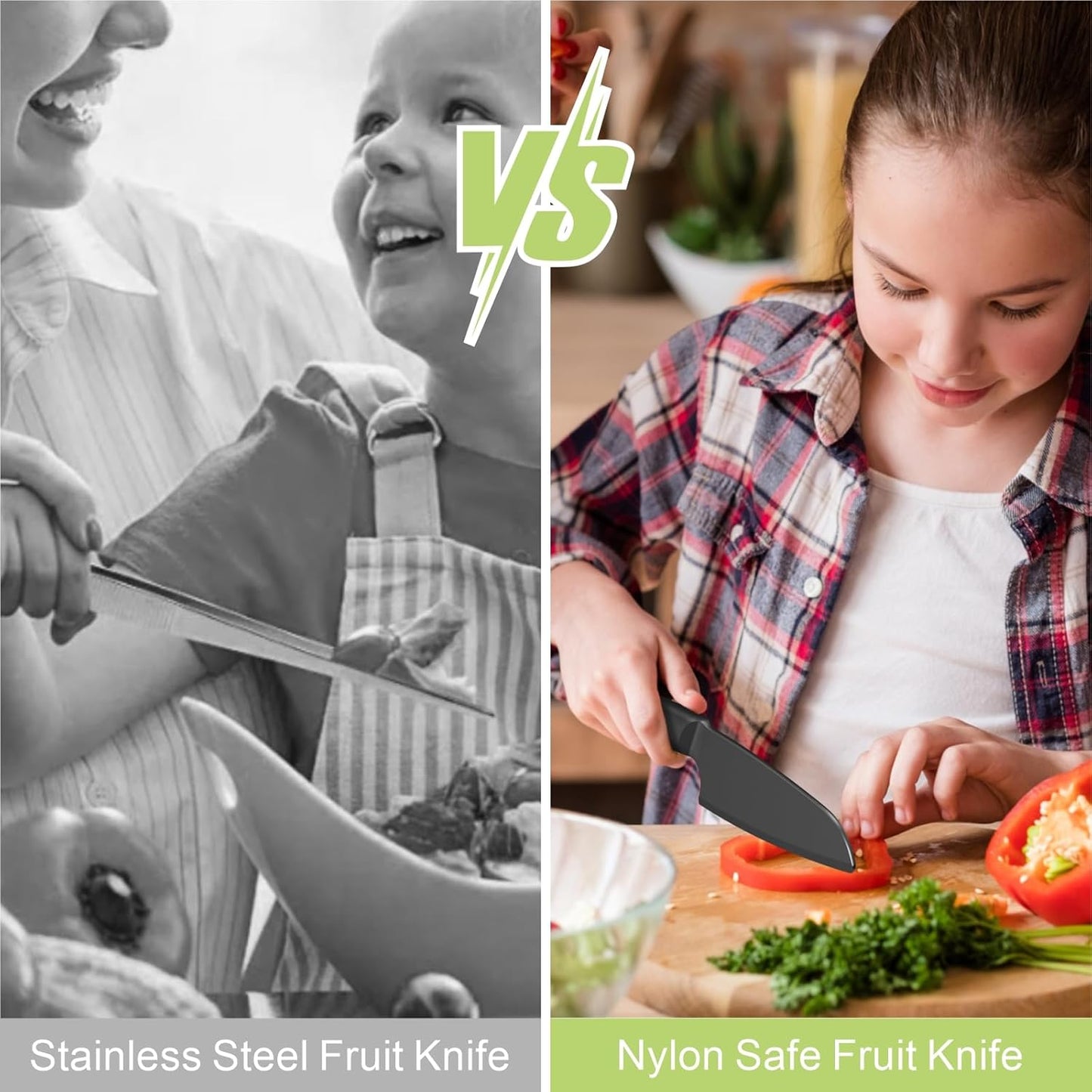 Nylon Knife Kitchen Plastic Knife for Real Cooking and Cutting Pizza, Cakes, Bread, Fruits, Veggies Durable Nylon Kitchen Knife for Kids, Kaizen Chef Knife, Kitchen Knife for Professional Use