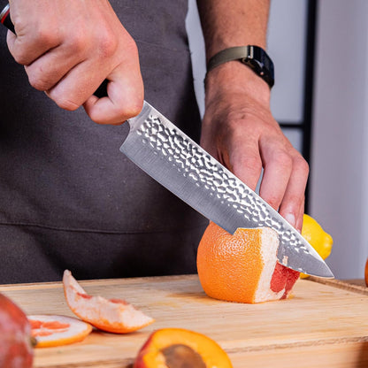 Gyuto 8 inch Chef Kitchen Knife | Ultra Sharp Japanese 440C Stainless Steel | Hammered Tsuchime Finish | Pakkawood Handle | Hidden Full Tang | Pakka Collection Professional Chef Knife