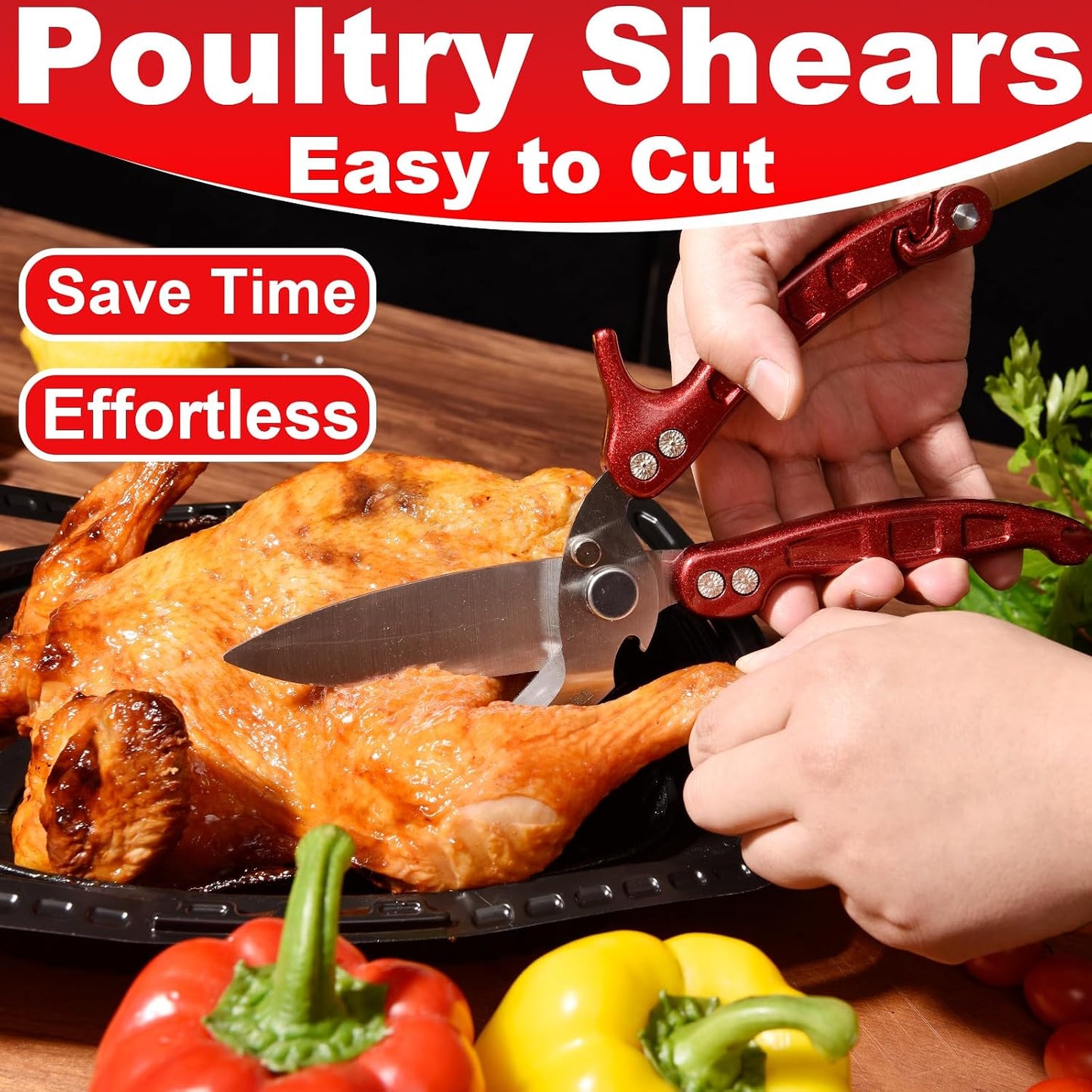 Heavy Duty Poultry Shears Scissors,Kitchen Shears for food Heavy Duty,Kitchen Scissors All Purpose,Chicken,Fish,Meat,Easily Separable for Thorough Cleaning,Dishwasher Safe.
