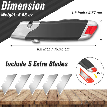 8 Pack Box Cutter Retractable Utility Knife, 9mm Wide Blade | Box Cutters Bulk for Cardboard, Packages, Paper, Snap-Off Blades Razor Knife, Navajas para Trabajo, Disposable Box Opener