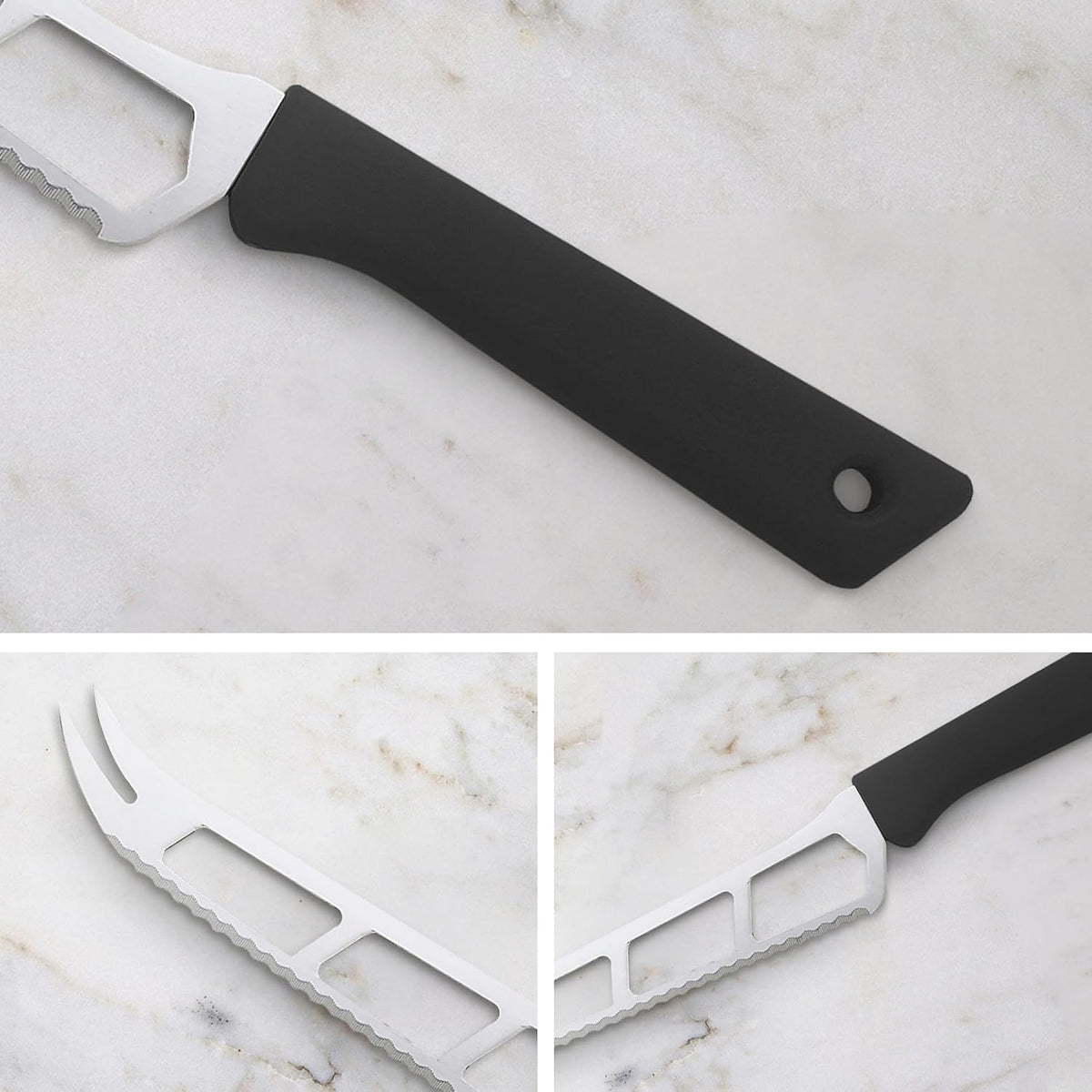 Petite Messer 6” Cheese & Tomato Knife, Black - German 1.4116 Stainless Steel & Ergonomic Handle - Lightweight, Rust Resistant & Easy to Maintain