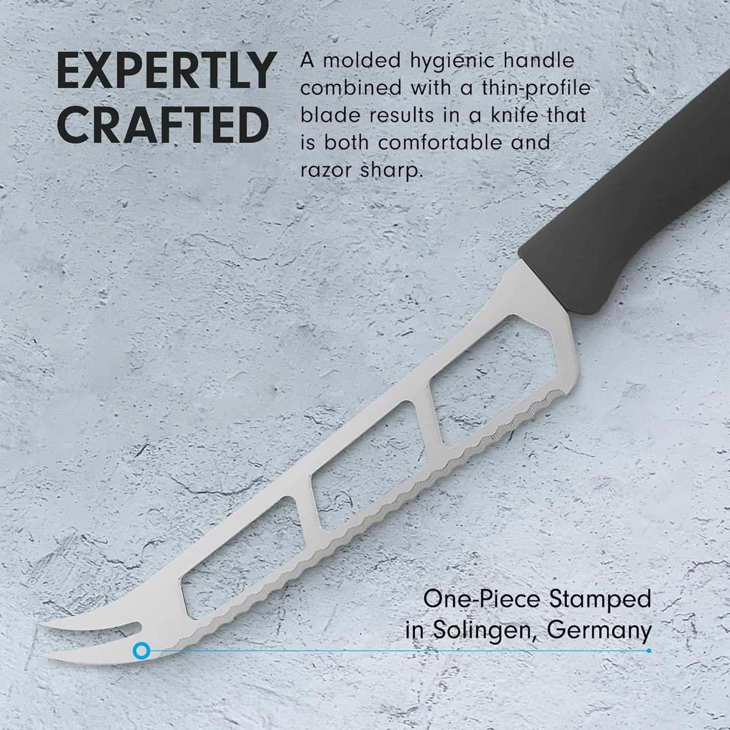 Petite Messer 6” Cheese & Tomato Knife, Black - German 1.4116 Stainless Steel & Ergonomic Handle - Lightweight, Rust Resistant & Easy to Maintain