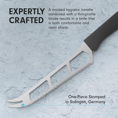 Petite Messer 6” Cheese & Tomato Knife, Black - German 1.4116 Stainless Steel & Ergonomic Handle - Lightweight, Rust Resistant & Easy to Maintain