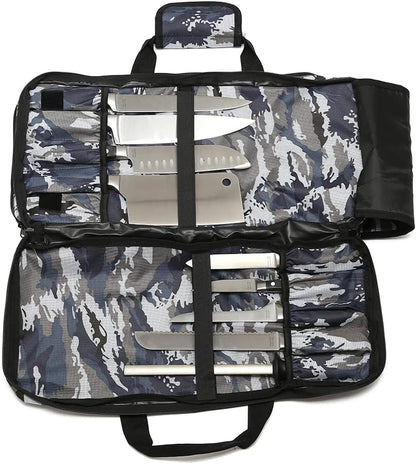 3 Slots - CAMO - Professional Chef Knife Bag, 20 Knife Slots, 3 Storage Compartments, Camo Design, – Durable, Large Knife Bag for Chefs – Knives Not Included