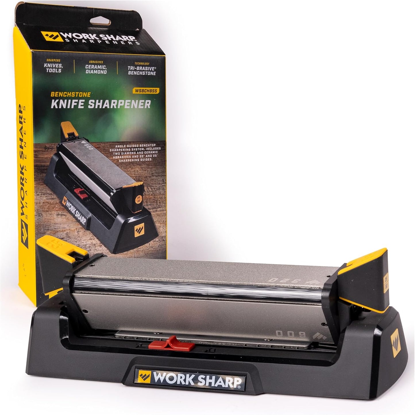 Benchstone Knife Sharpener, 3 sided for faster manual pocket or hunting knife sharpening