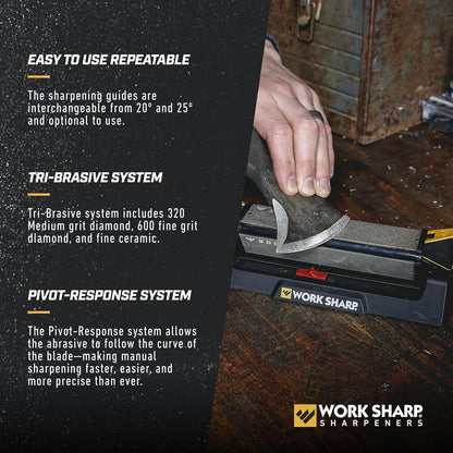 Benchstone Knife Sharpener, 3 sided for faster manual pocket or hunting knife sharpening