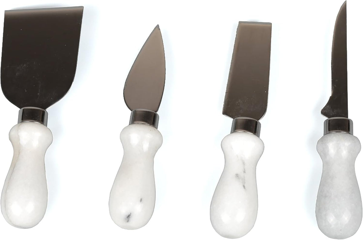 Natural Green Marble Handle Cheese Knife Set, 4 Pieces