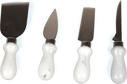 Natural Green Marble Handle Cheese Knife Set, 4 Pieces