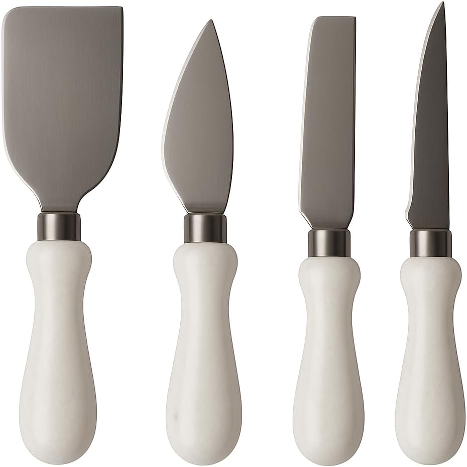 Natural Green Marble Handle Cheese Knife Set, 4 Pieces