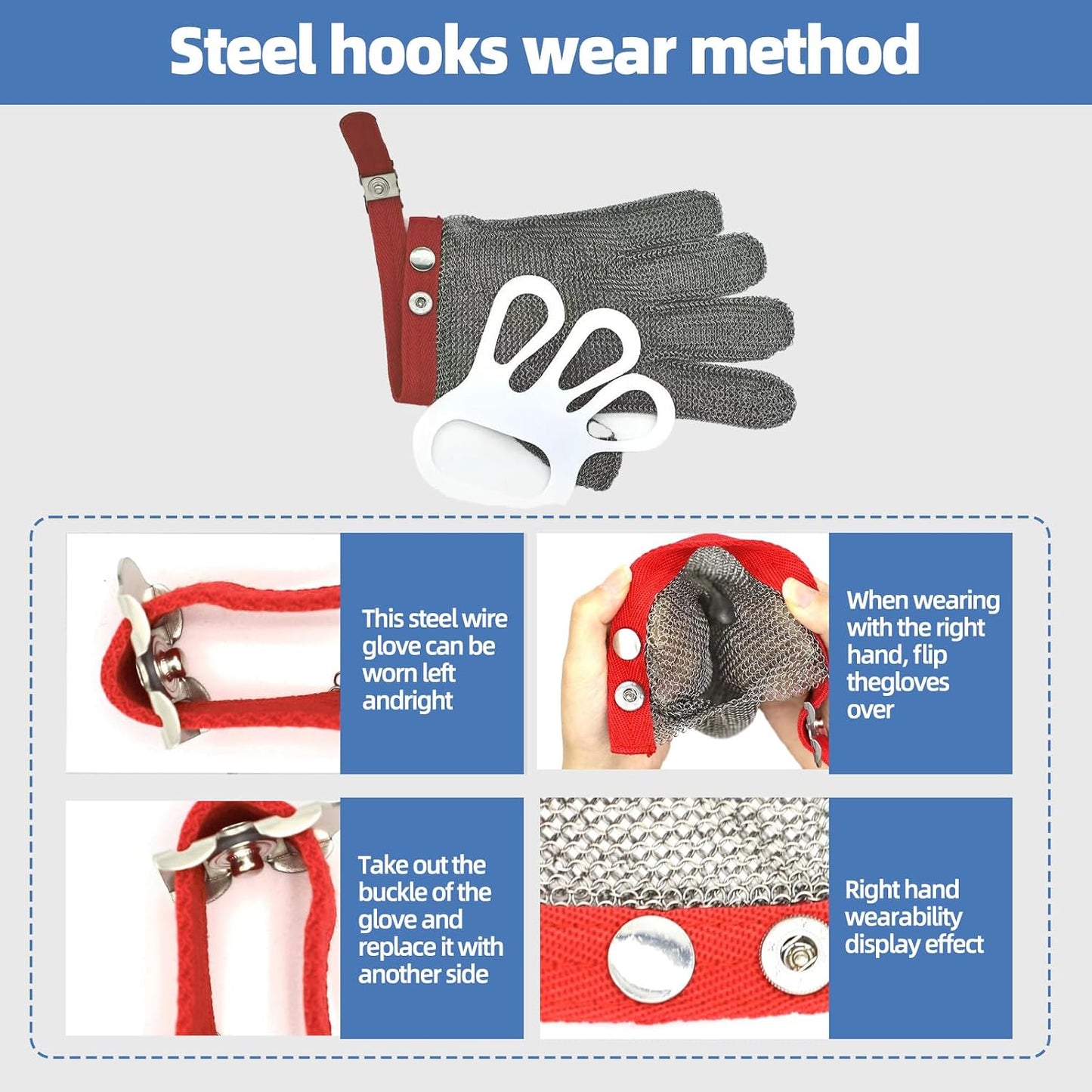 Metal Mesh Gloves - Stainless Steel Mesh Chain Cutting Gloves for Meat and Food Processing