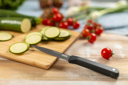 ICED Serrated Paring Knife 3.54 Inch, Ice Hardened German Stainless Steel, Razor Sharp Titanium Coated Blade, Precision Everyday Kitchen Knife