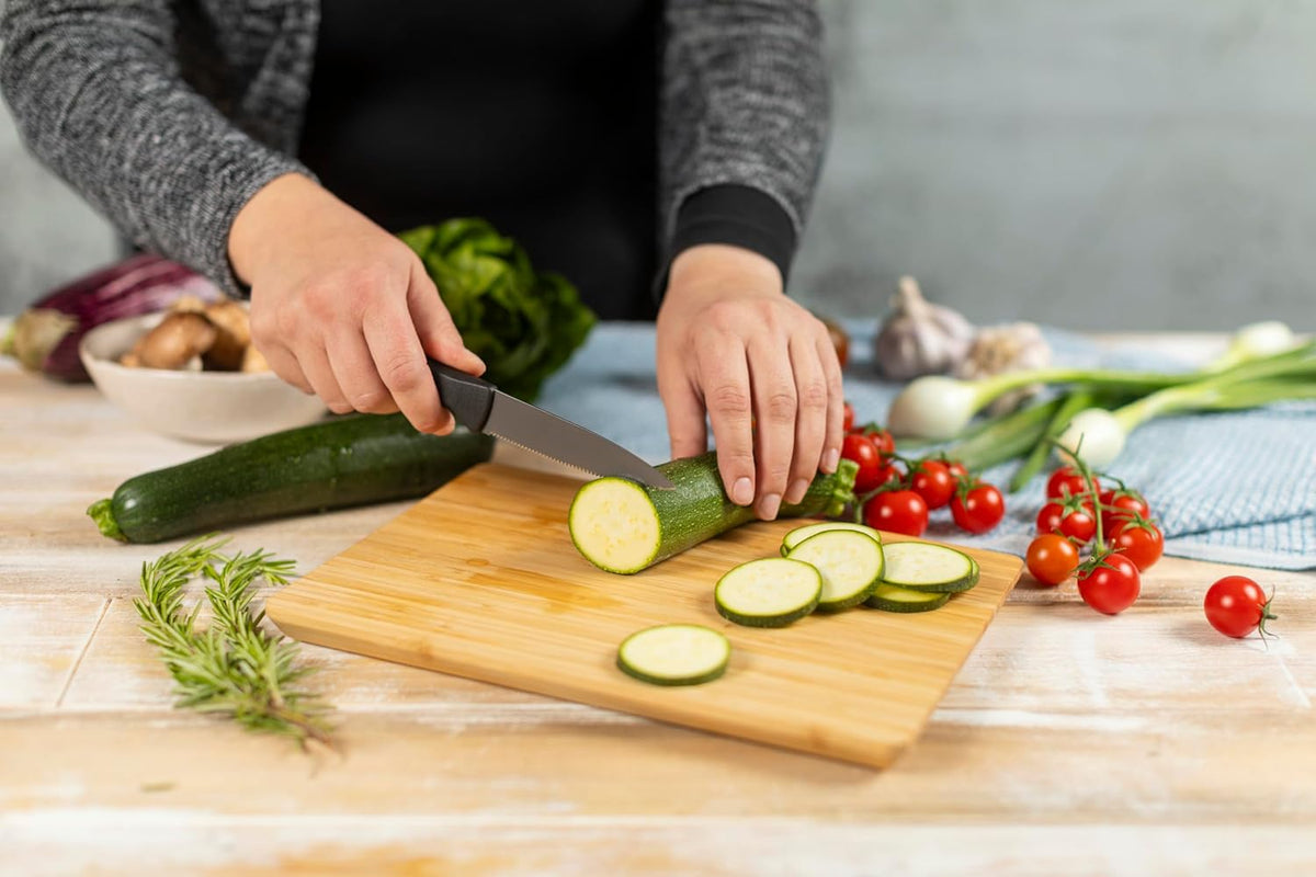 ICED Serrated Paring Knife 3.54 Inch, Ice Hardened German Stainless Steel, Razor Sharp Titanium Coated Blade, Precision Everyday Kitchen Knife