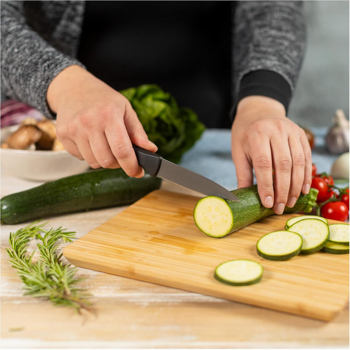 ICED Serrated Paring Knife 3.54 Inch, Ice Hardened German Stainless Steel, Razor Sharp Titanium Coated Blade, Precision Everyday Kitchen Knife