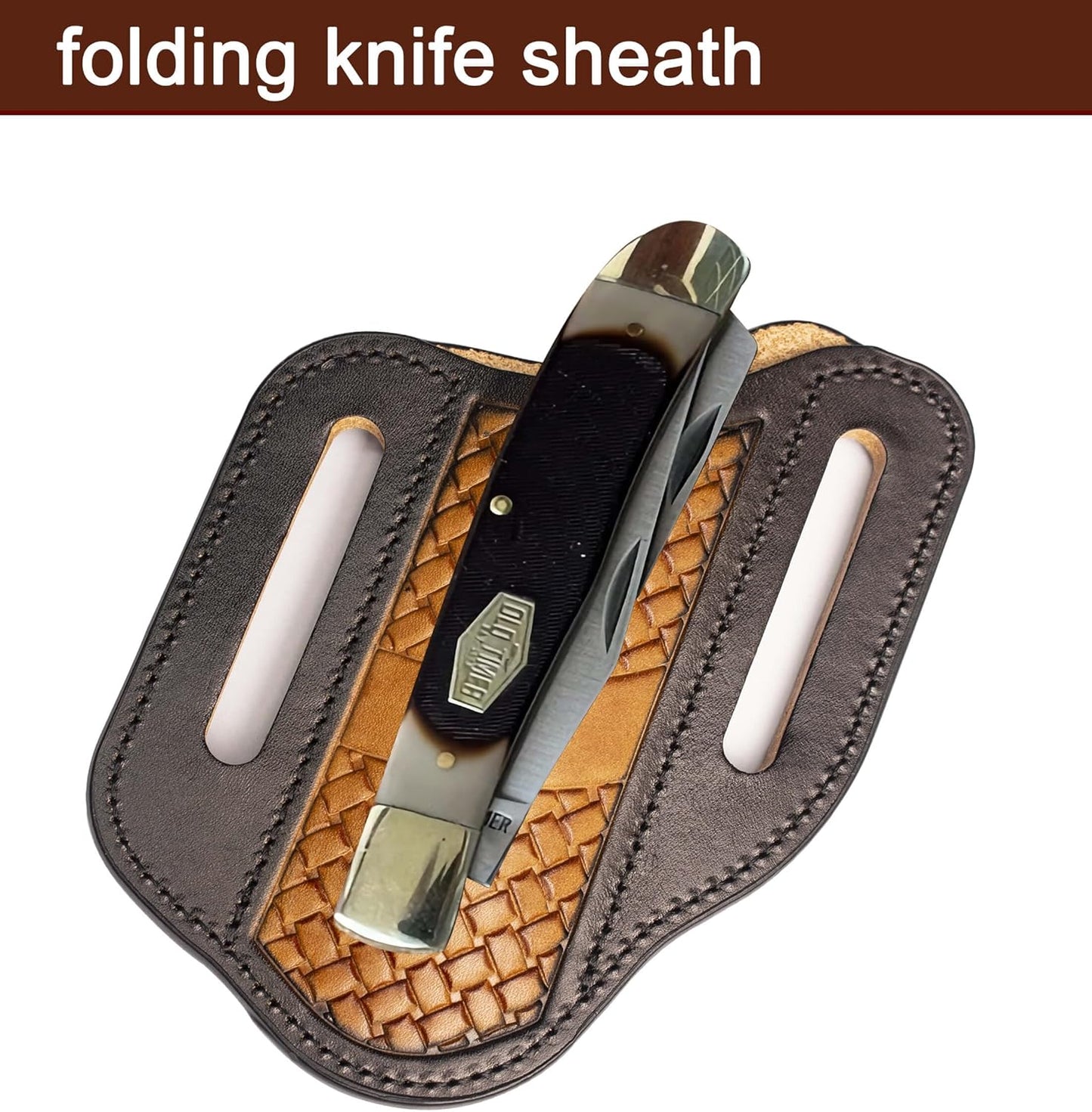 Leather Knife Sheath for Belts,Fits Folding Knife Sheath(Black)