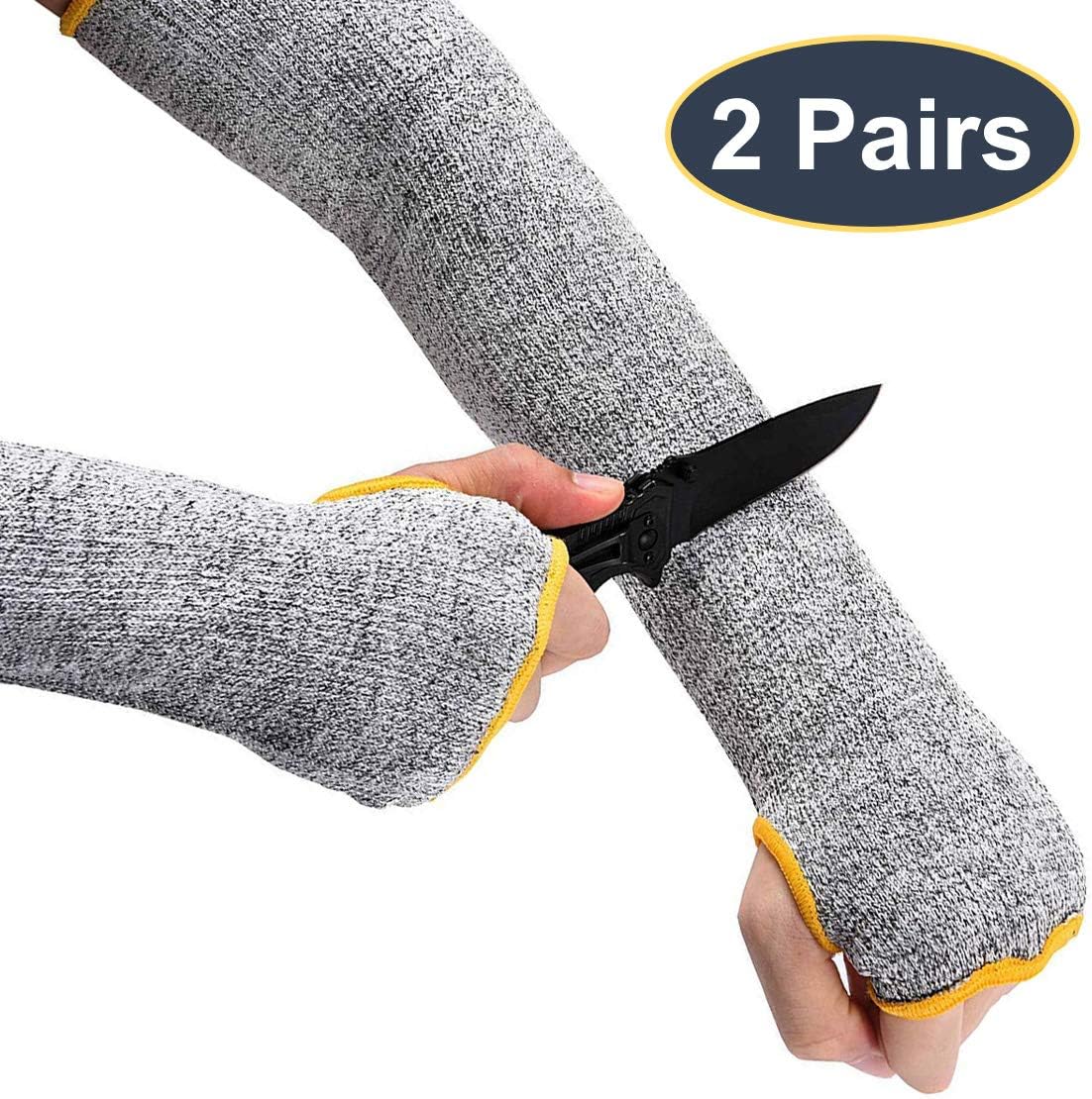 2 Pairs Arm Protection Sleeves, Cut Resistant Sleeves Level 5 Protection, Slash Resistant Safety Arm Guards
