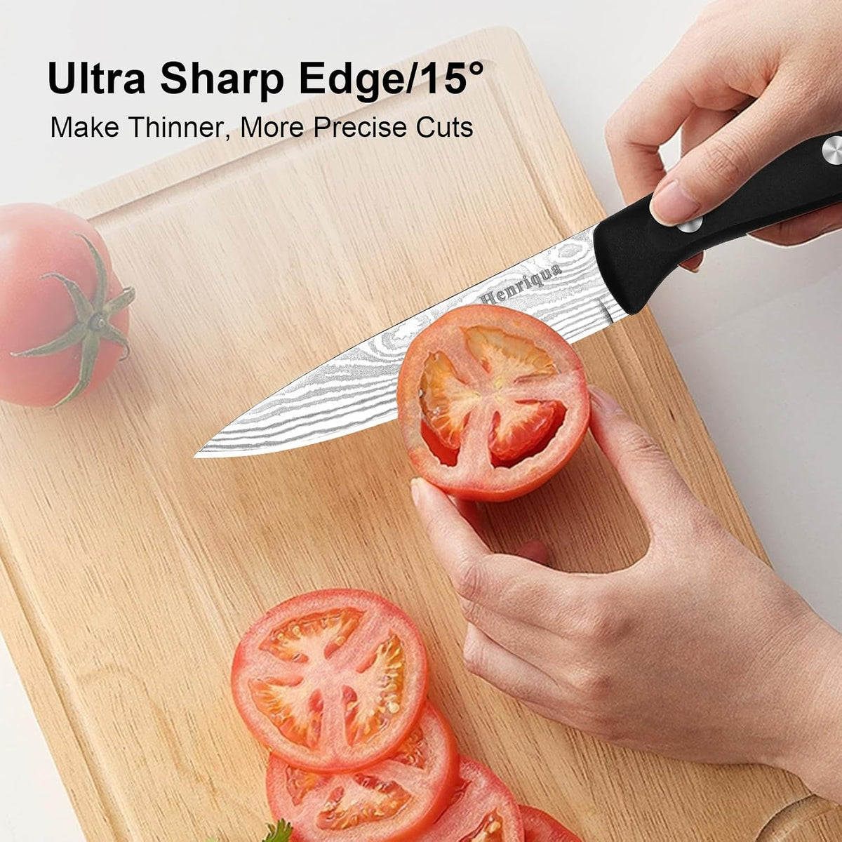Chef Knife Set 3PCS, Kitchen Knife Set with Cover, Ultra Sharp Kitchen Knife, High-Carbon Chefs Knives with Stainless Steel 8 inch Paring Knife for Cooking, Chopping, Slicing