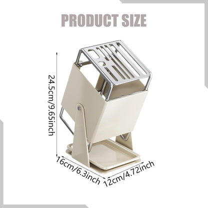 Knife Block Kitchen Knife Holder without Knives Stainless Steel for Restaurant Cooking, White