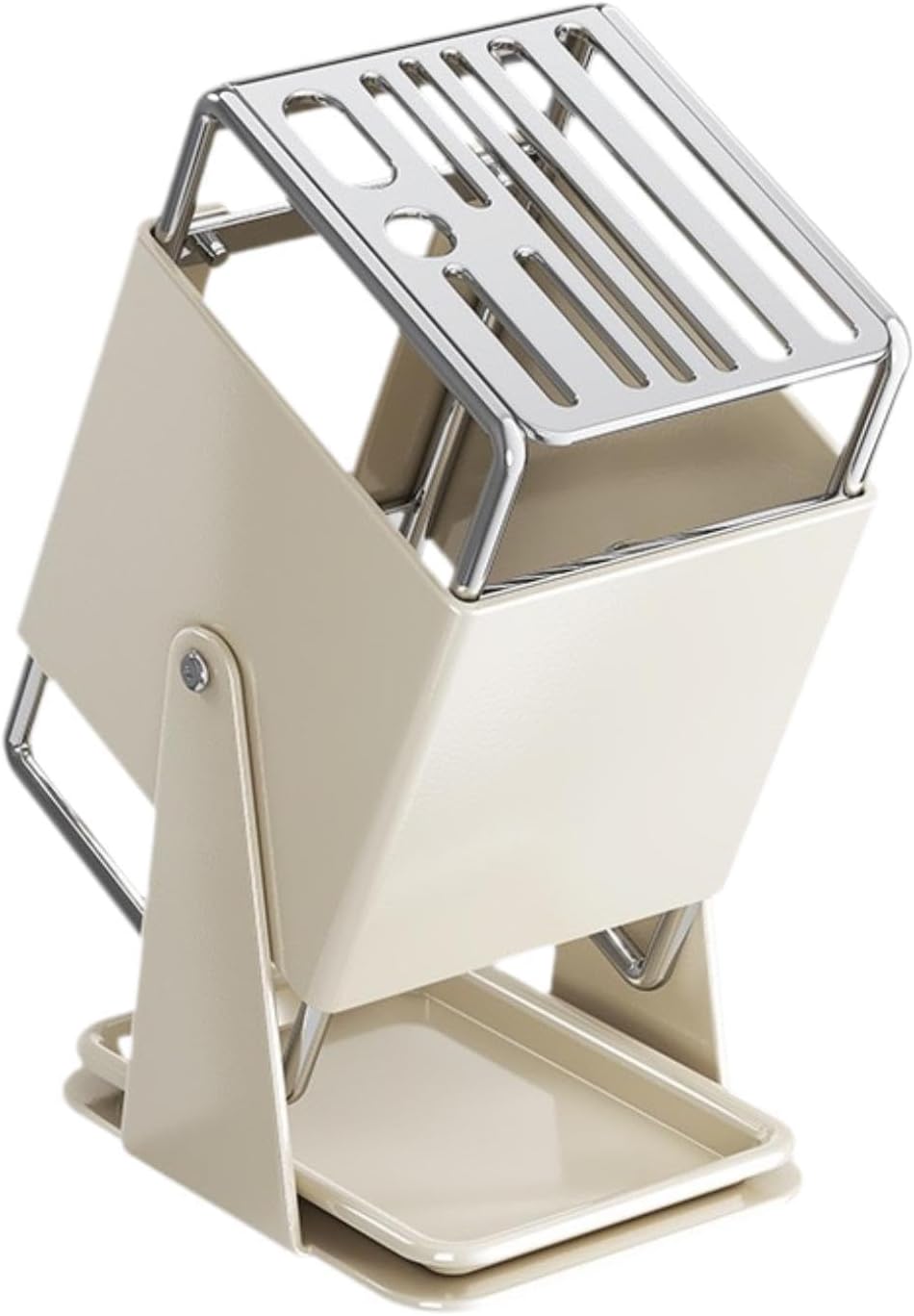 Knife Block Kitchen Knife Holder without Knives Stainless Steel for Restaurant Cooking, White