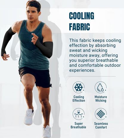 Sun Protection Cooling Arm Sleeves Compression - Tattoo Cover up - Sun Sleeves for Men Women Youth
