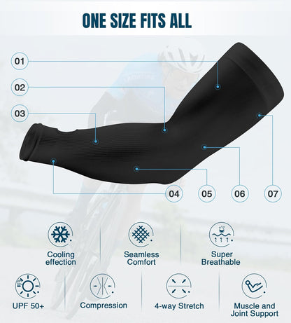 Sun Protection Cooling Arm Sleeves Compression - Tattoo Cover up - Sun Sleeves for Men Women Youth