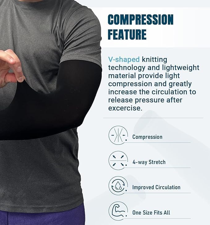 Sun Protection Cooling Arm Sleeves Compression - Tattoo Cover up - Sun Sleeves for Men Women Youth