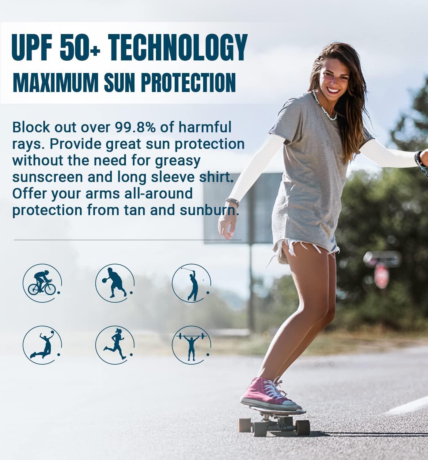 Sun Protection Cooling Arm Sleeves Compression - Tattoo Cover up - Sun Sleeves for Men Women Youth