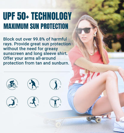 Sun Protection Cooling Arm Sleeves Compression - Tattoo Cover up - Sun Sleeves for Men Women Youth