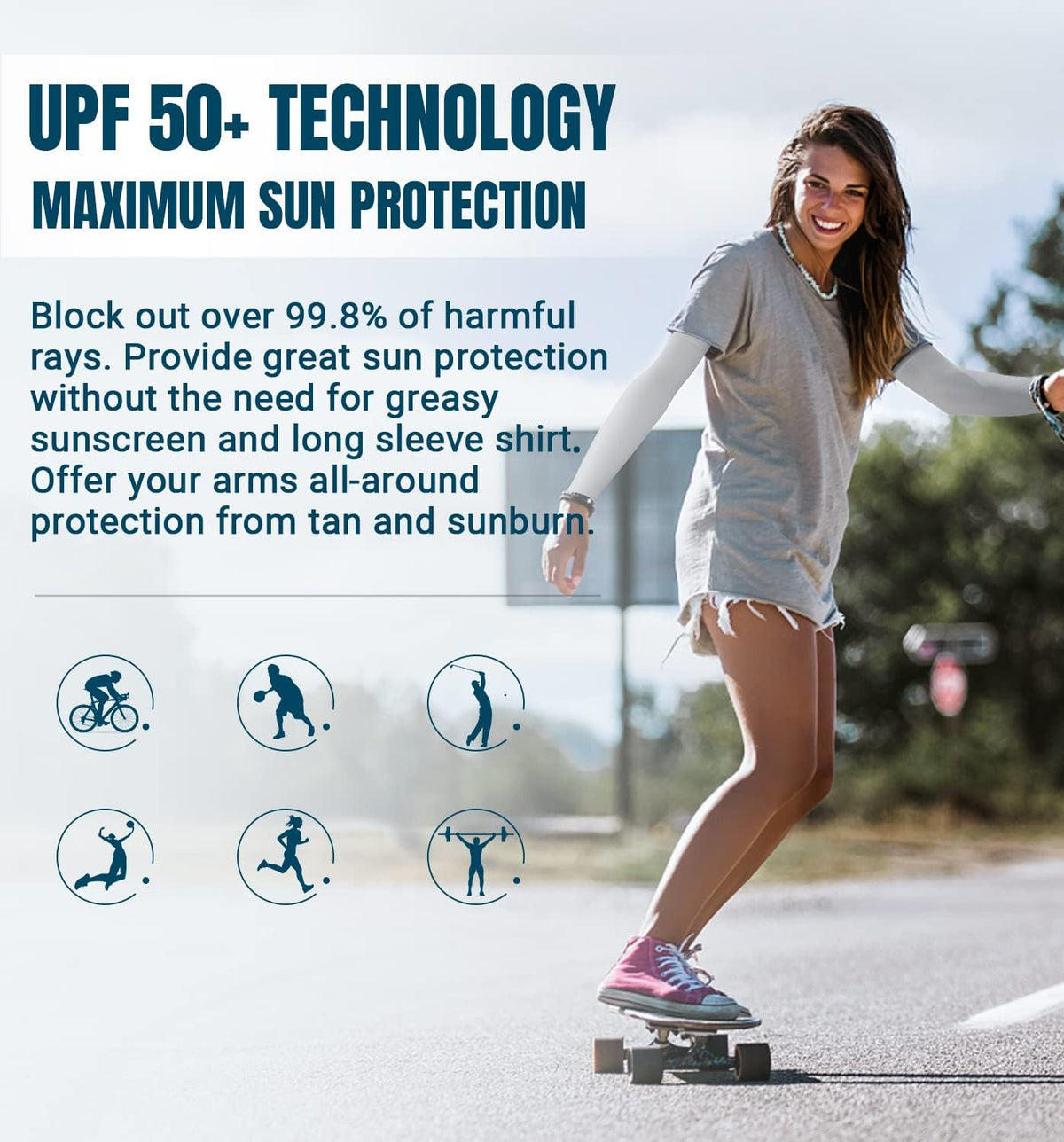 Sun Protection Cooling Arm Sleeves Compression - Tattoo Cover up - Sun Sleeves for Men Women Youth