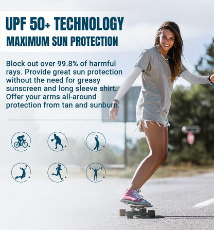 Sun Protection Cooling Arm Sleeves Compression - Tattoo Cover up - Sun Sleeves for Men Women Youth