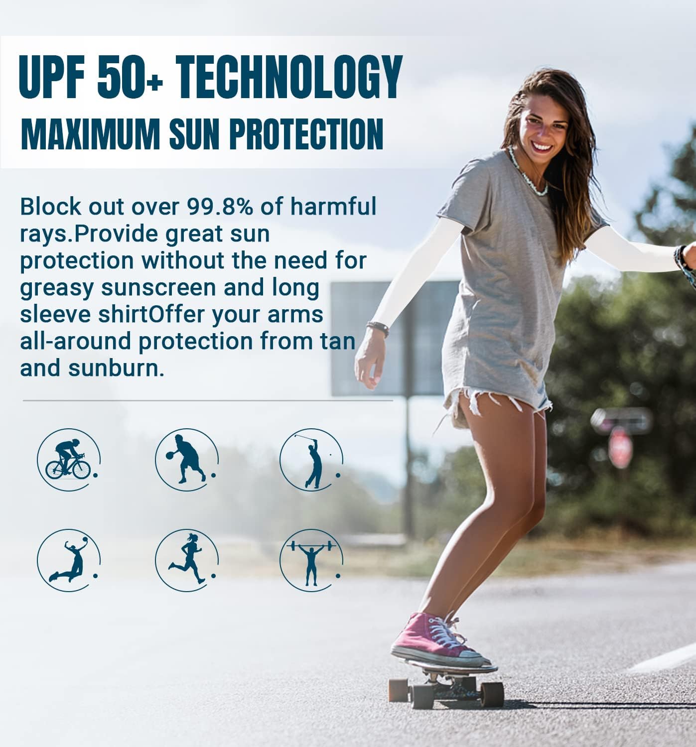 Sun Protection Cooling Arm Sleeves Compression - Tattoo Cover up - Sun Sleeves for Men Women Youth
