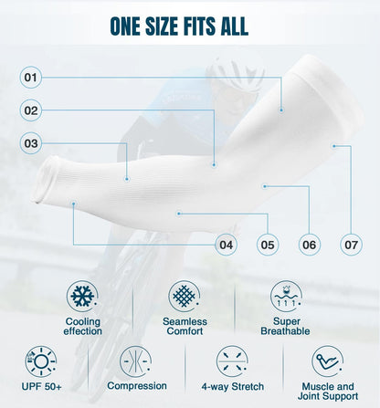 Sun Protection Cooling Arm Sleeves Compression - Tattoo Cover up - Sun Sleeves for Men Women Youth